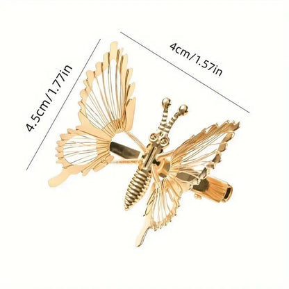 5Pcs Gold Butterfly Hair Clips, Hollow - Out Metal Hair Accessories, Perfect for Braids & Stylish Hairstyles