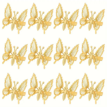 5Pcs Gold Butterfly Hair Clips, Hollow - Out Metal Hair Accessories, Perfect for Braids & Stylish Hairstyles